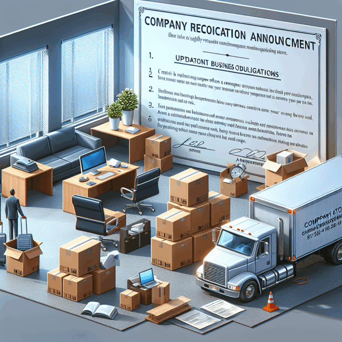 zmena sídla spoločnosti oznámenie